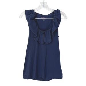 Lilly Pulitzer 100% Organic Cotton Navy Ruffle Tank Top Size Medium